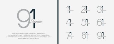 Kutlama anı için beyaz arkaplanda siyah ve gri logo seti