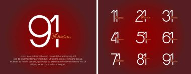 Kutlama anı için kırmızı arkaplanda yıl dönümü logosu beyaz rengi