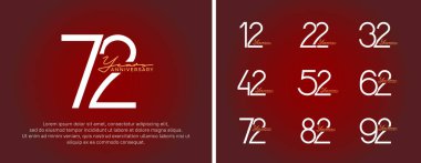 Kutlama anı için kırmızı arkaplanda yıl dönümü logosu beyaz rengi