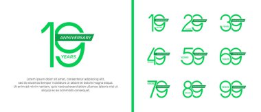 Kutlama anı için beyaz zemin üzerinde yeşil logo ve kurdele seti