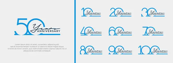 Kutlama anı için beyaz arkaplanda yıl dönümü logosu mavi rengi
