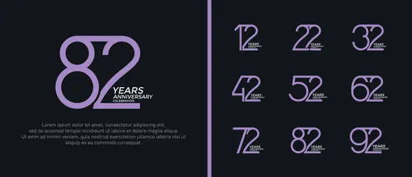 stock vector set of anniversary logo purple and white color on black background for celebration moment