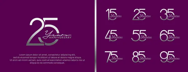 stock vector set of anniversary logo silver color on purple background for celebration moment