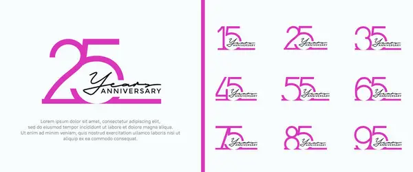 stock vector set of anniversary logo purple color on white background for celebration moment