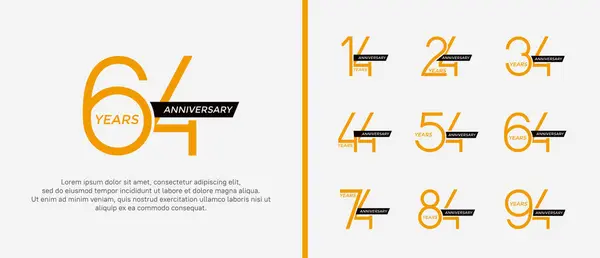 stock vector set of anniversary logo yellow color and black ribbon on white background for celebration moment