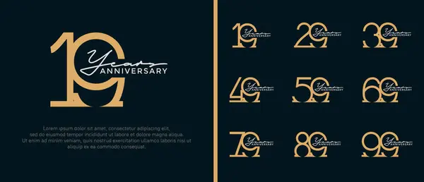 stock vector set of anniversary logo brown color on black background for celebration moment