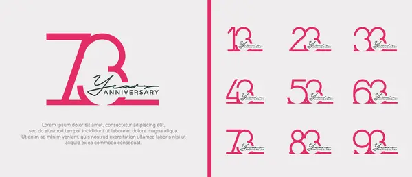 stock vector set of anniversary logo pink color on white background for celebration moment