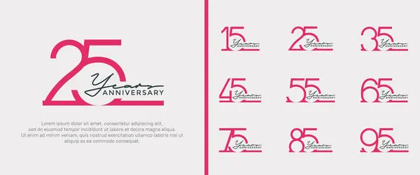 Kutlama anı için beyaz arkaplan üzerine pembe logo seti