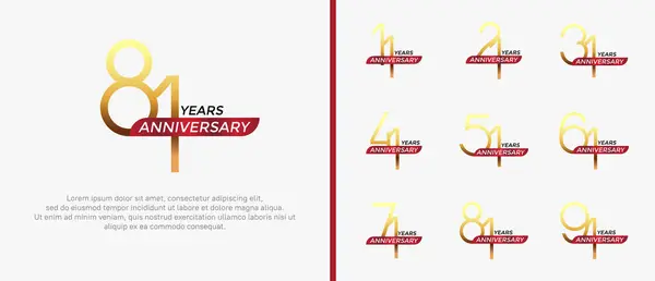 Kutlama anı için beyaz zemin üzerinde altın logo ve kırmızı kurdele seti