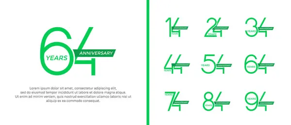 stock vector set of anniversary logo green color and ribbon on white background for celebration moment