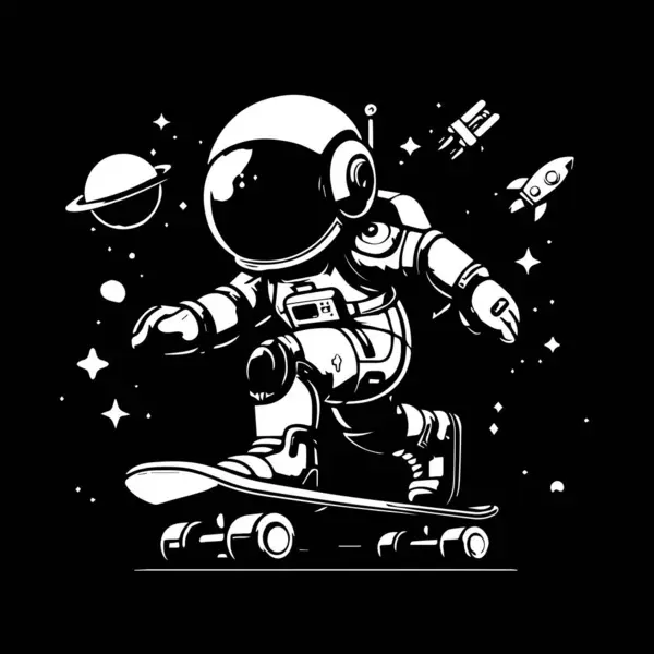 Astronaut Riding Skateboard Vector Illustration — Stock Vector