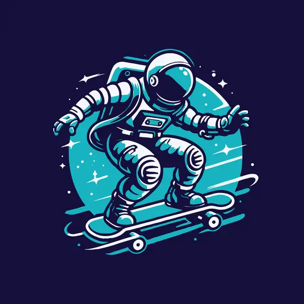 Astronaut Skateboard Vector Illustration — Stock Vector