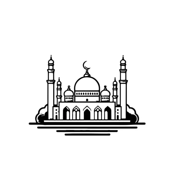 Ícone Mesquita Islâmica Vetor Modelo Logotipo — Vetor de Stock