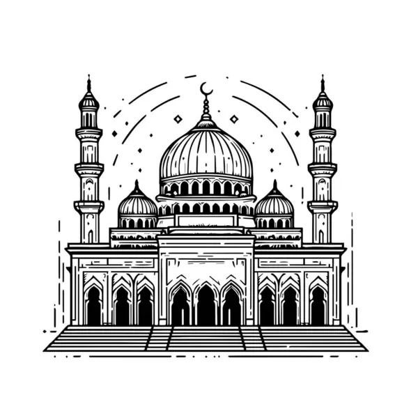 Moskee Gebouw Vector Illustratie — Stockvector