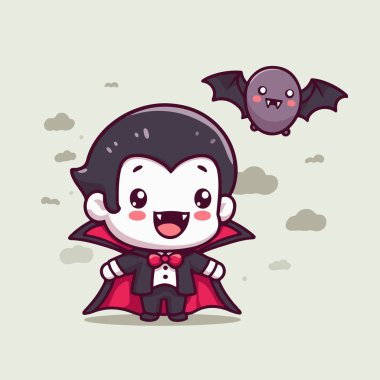 Vampir kostümlü şirin vampir çizgi filmi.