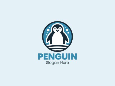 Penguen logosu tasarım vektör şablonu. penguen logosu