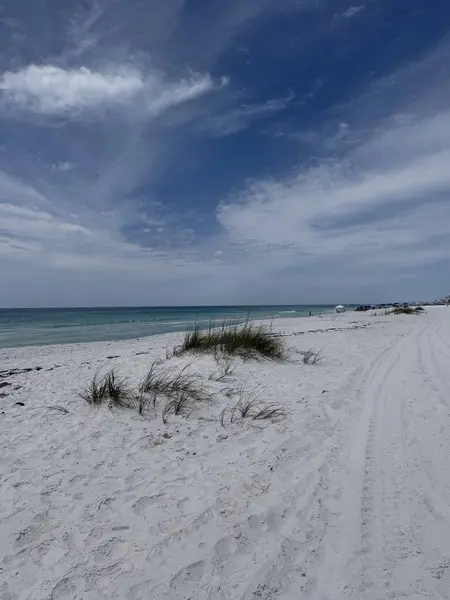 Miramar Beach Florida 'daki beyaz kumsal. 