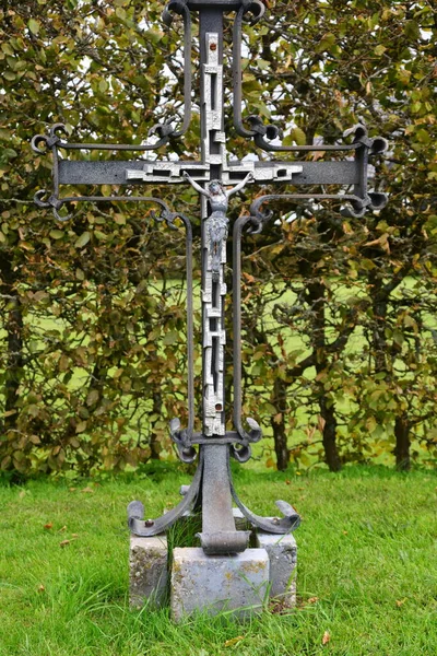 Una Cruz Típica Con Jesucristo Parque Nacional Eifel —  Fotos de Stock