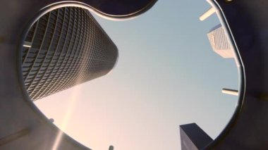 Madrid ctba gökdelen şehir manzarası cepsa kulesi Pwc kristal imperador Castellana kongre merkezi caleido iş merkezi 460 kamera hareketi 4k gün batımı gün batımı