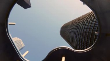 Madrid ctba gökdelen şehir manzarası cepsa kulesi Pwc kristal imperador Castellana kongre merkezi caleido iş merkezi 460 kamera hareketi 4k gün batımı günbatımı kırılması
