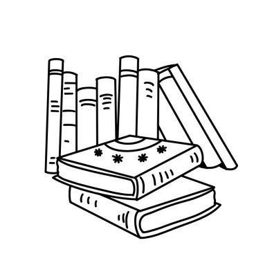 Kitap yığınları Çizgisi sanat vektörü ana hatları