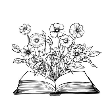 Çiçekli Kitap Çizgisi Sanatı