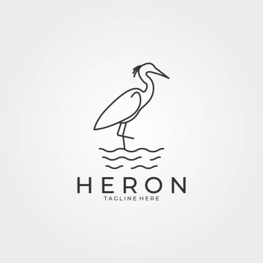 Heron kuş hattı sanat logosu vektör çizimi tasarımı