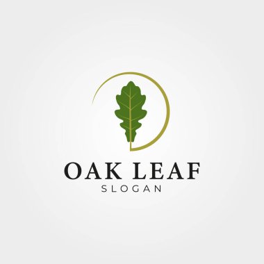 Yarım budge logo vektör vintage illüstrasyon tasarımlı meşe yaprağı