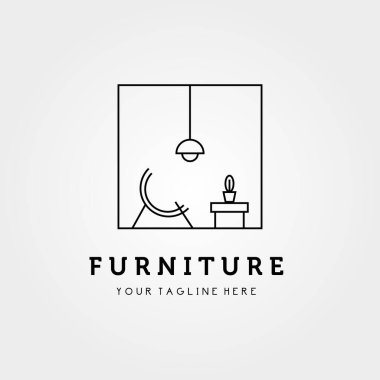 Mobilya logo vektör çizimi, minimalist çizgi sanatı