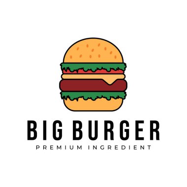 Büyük hamburger logosu vintage vektör çizimi