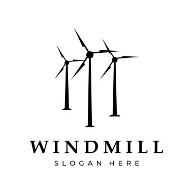 Eski yel değirmeni logosu vektör illüstrasyon vintage tasarımı