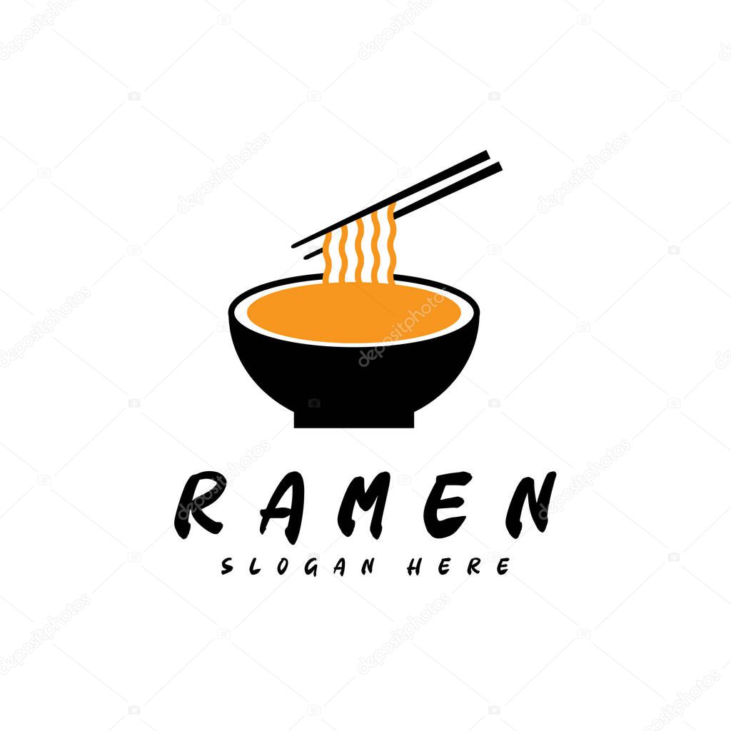 Ramen noodle logo vintage vector illustration design, icon, sign, japanese noodle food, traditional food