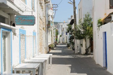 Bodrum, Türkiye - 10 Temmuz 2017 Bodrum, Türkiye 'de Güzel Sokak