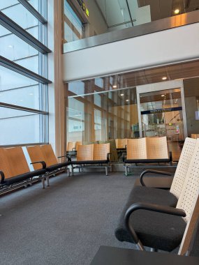 Danimarka 'daki Kastrup Kopenhag Havaalanı' nda rahat bir oturma alanı