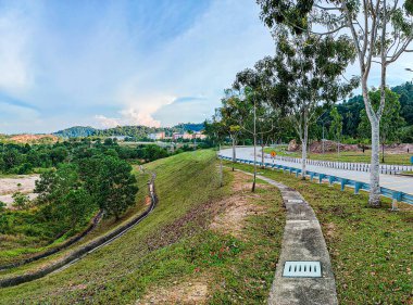 beautiful landscape of the mountains blue and cloudy sky