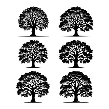 Set of Four Trees with 'Tree' Text Design clipart