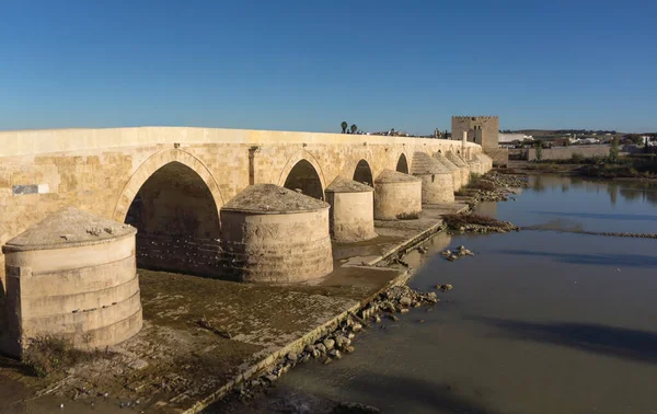 Romerska Bron Över Floden Guadalquivir Stora Moskén Cordoba Spanien — Stockfoto