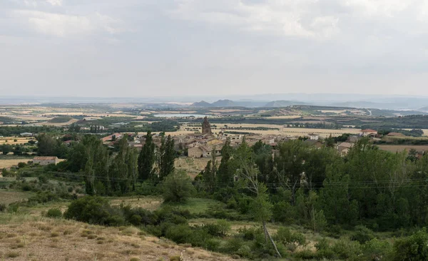 Vista Panorâmica Loarre Aragão Huesca Espanha Partir Topo Aldeia Castelo — Fotografia de Stock