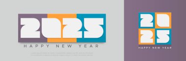 Modern üç boyutlu 2025 yılbaşı kutlamaları. Mutlu yıllar 2025 şablonu