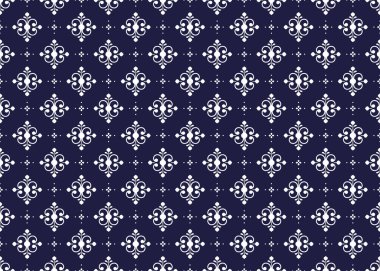 Koyu mavi arka planda beyaz sembol, etnik kumaş pürüzsüz desen, kumaş, halı, batik, duvar kağıdı, ambalaj vs..