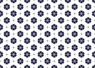 Mavi ve beyaz çiçek açan etnik kumaş pürüzsüz desen, çiçekli desen.