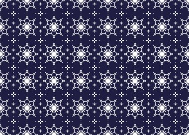 Koyu mavi arka planda beyaz sembol, etnik kumaş pürüzsüz desen, kumaş, halı, batik, duvar kağıdı, ambalaj vs..