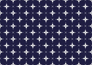 Koyu mavi arka planda beyaz sembol, etnik kumaş pürüzsüz desen, kumaş, halı, batik, duvar kağıdı, ambalaj vs..