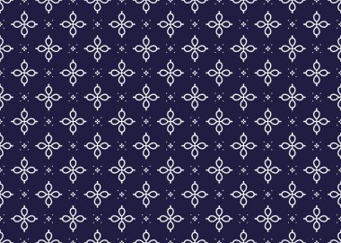 Koyu mavi arka planda beyaz ana hat sembolü, etnik kumaş dikişsiz desen, kumaş, halı, batik, duvar kağıdı, vb..