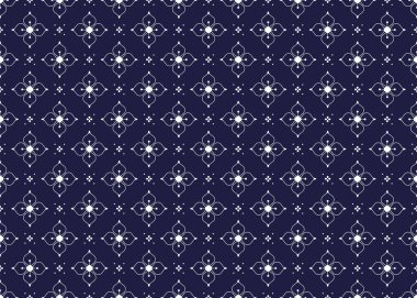 Koyu mavi arka planda beyaz ana hat sembolü, etnik kumaş dikişsiz desen, kumaş, halı, batik, duvar kağıdı, vb..