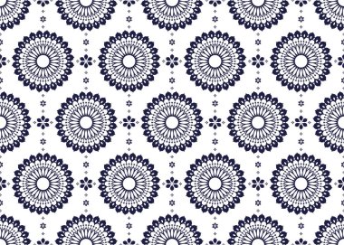 Mandalas etnik kumaş desensiz, beyaz arka planda koyu mavi, kumaş, halı, batik, duvar kağıdı, ambalaj vs..