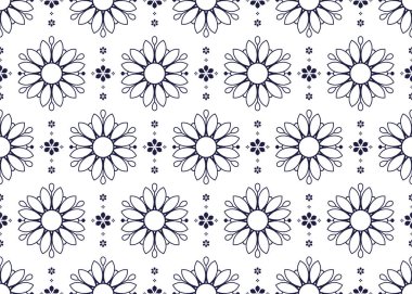 Nilüfer çiçekleri ana hatları etnik kumaş dikişsiz desen, kumaş, halı, batik, duvar kağıdı, ambalaj vs..