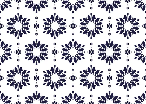 Beyaz arka planda pürüzsüz koyu mavi çiçek, etnik kumaş dikişsiz desen, kumaş, halı, batik, duvar kağıdı, vb..