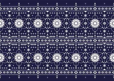 Etnik kumaş desensiz, beyaz ve koyu mavi tarzı, kumaş, halı, batik, duvar kağıdı, ambalaj vs..