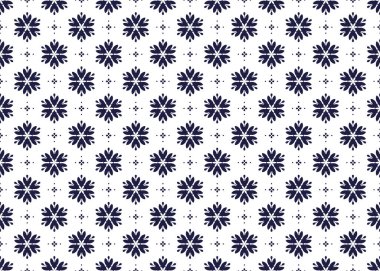 ethnic fabric seamless pattern illustration in traditional style - like Portuguese tile, dark blue on White background